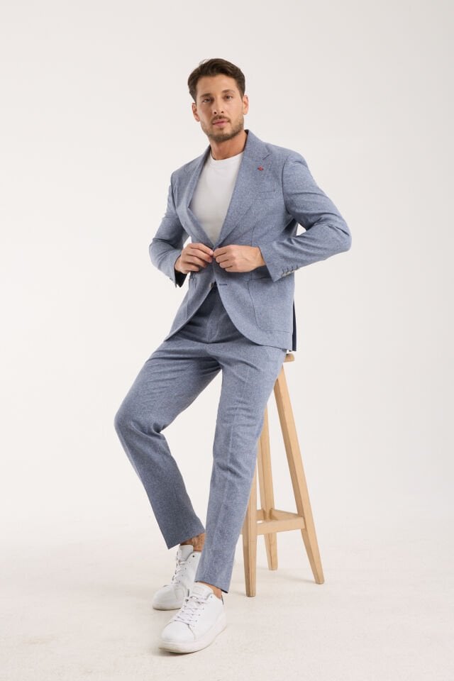 Sofya Keten Takım - Mavi