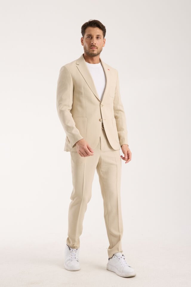 Gofre Takım Elbise - Bej