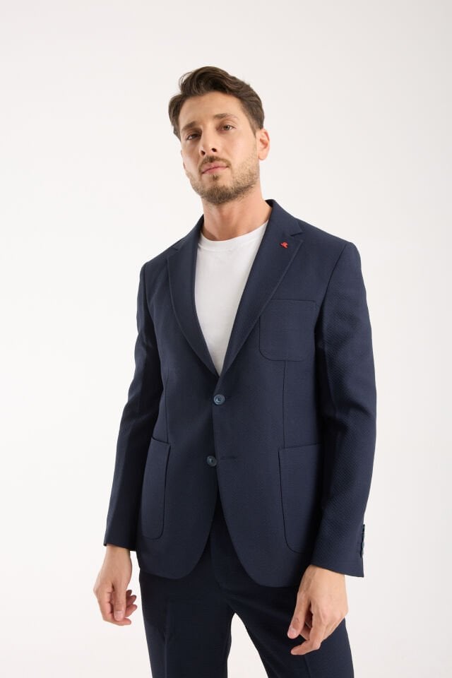 Gofre Takım Elbise - Lacivert