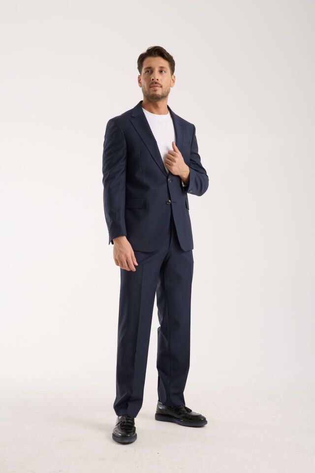 Yünlü Takım Elbise - Çizgili Lacivert