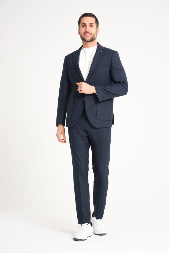 Slim Fit Takım Elbise - Lacivert 56 - 6 Drop